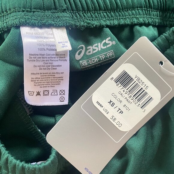 ASICS Green "Cali" Jogger Athletic trainers Running Pants *X-SMALL* NWT - Picture 6 of 6